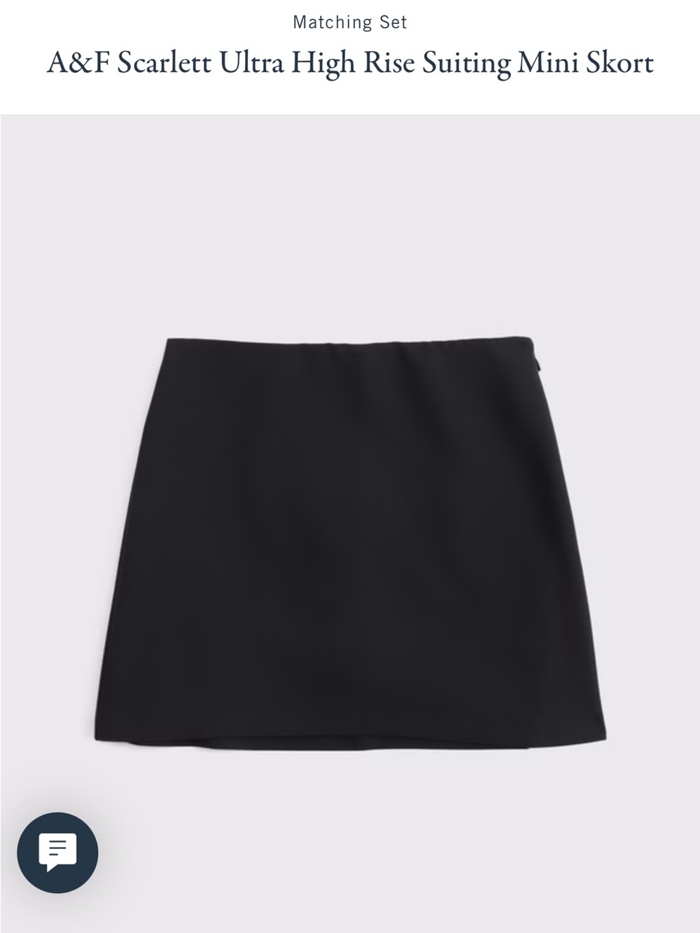 Abercrombie & Fitch Black Scarlettt Ultra High Rise Suiting Mini Skort
